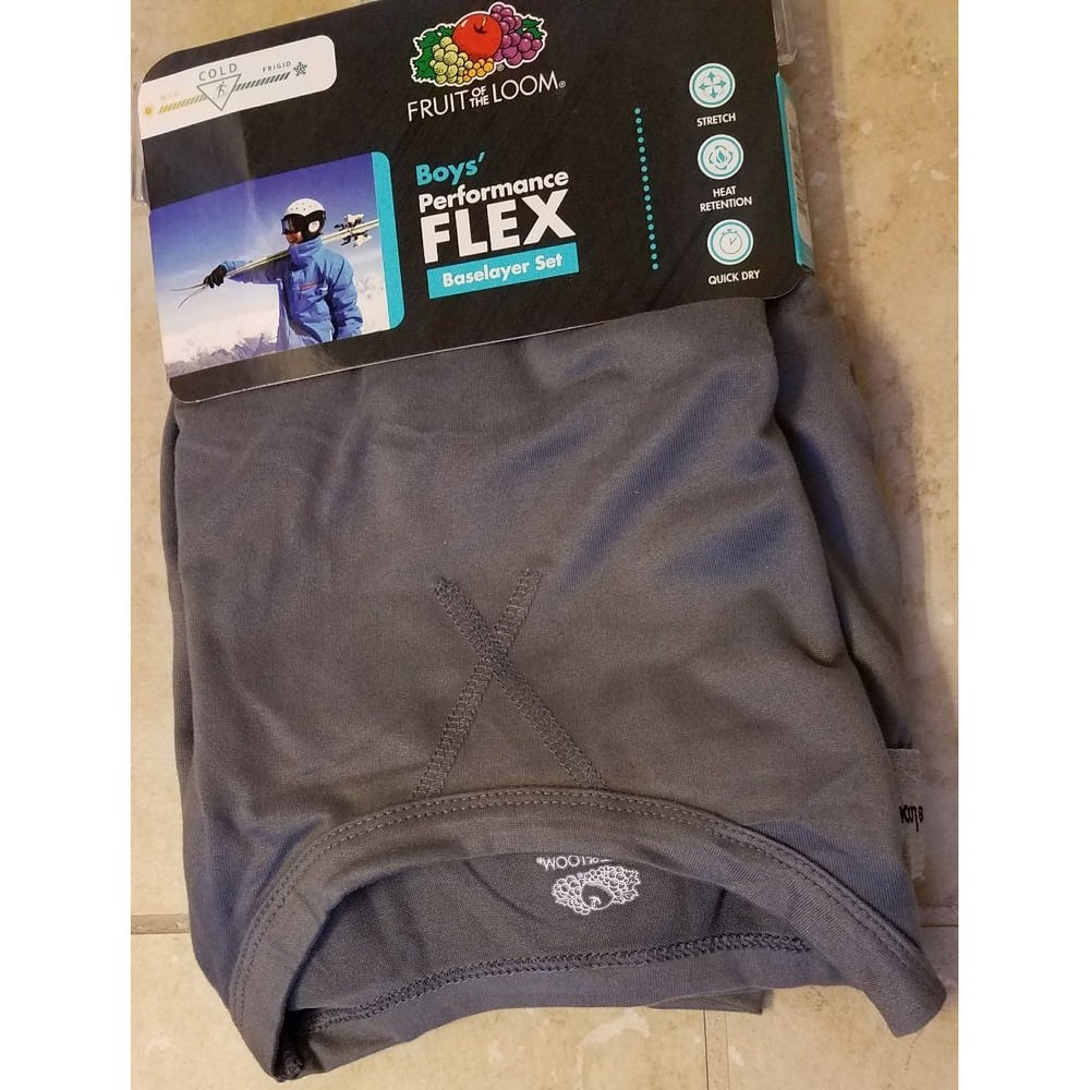 New Fruit of the Loom Boys Performance Flex Baselayer Set Soft Grey S (6/7)